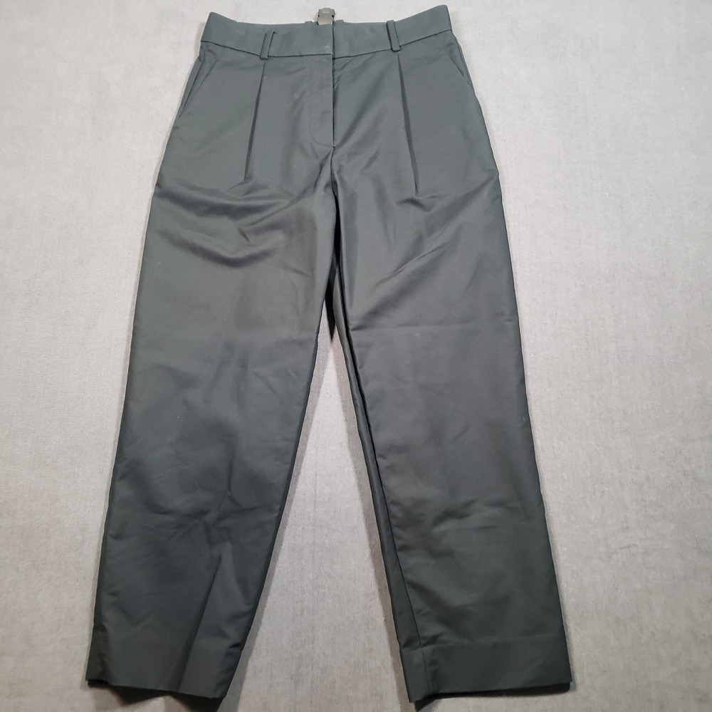Gap Pleated Wide Leg Trousers Womens 2‎ Regular Dark Green High Rise Cotton